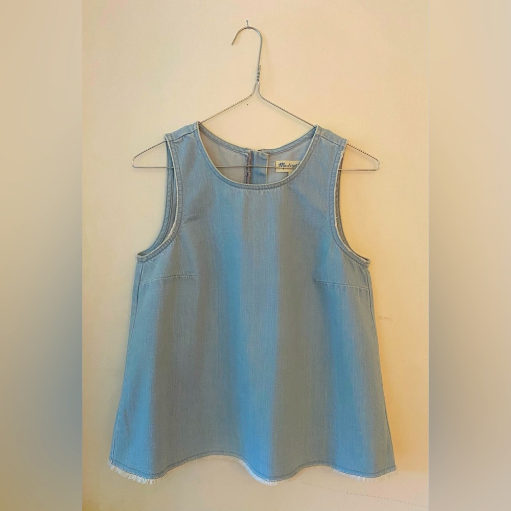 Madewell Women’s Denim Split Hem Back Sleeveless Top Size Medium